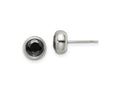 FJC Finejewelers Stainless Steel Polished 6mm Bezel Black CZ Stud Post Earrings 7 mm x 7 mm