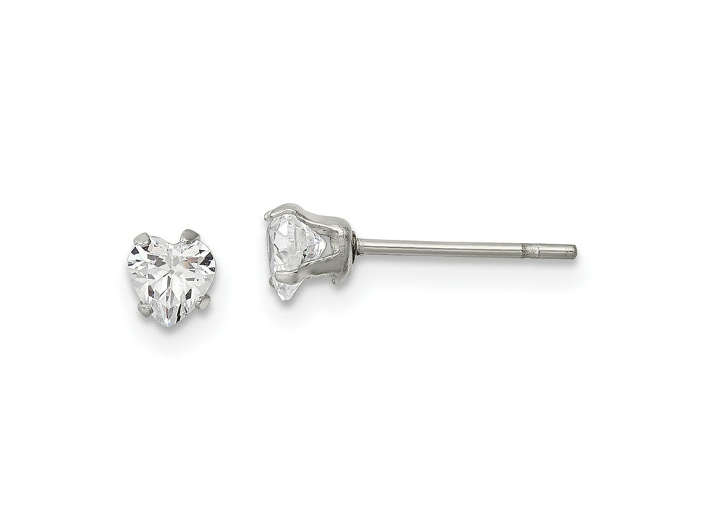 FJC Finejewelers Stainless Steel Polished 4mm Heart CZ Stud Post Earrings 4 mm x 3 mm