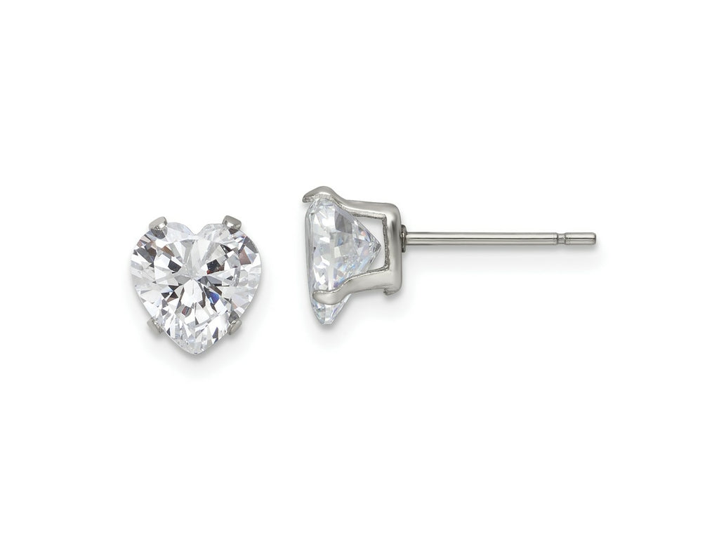 FJC Finejewelers Stainless Steel Polished Heart CZ Stud Post Earrings 7 x 7 mm