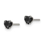 FJC Finejewelers Stainless Steel Polished Black Heart CZ Stud Post Earrings 4 x 4 mm