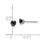 FJC Finejewelers Stainless Steel Polished Black Heart CZ Stud Post Earrings 4 x 4 mm