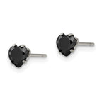 FJC Finejewelers Stainless Steel Polished 5mm Black Heart CZ Stud Post Earrings 5 mm x 4 mm