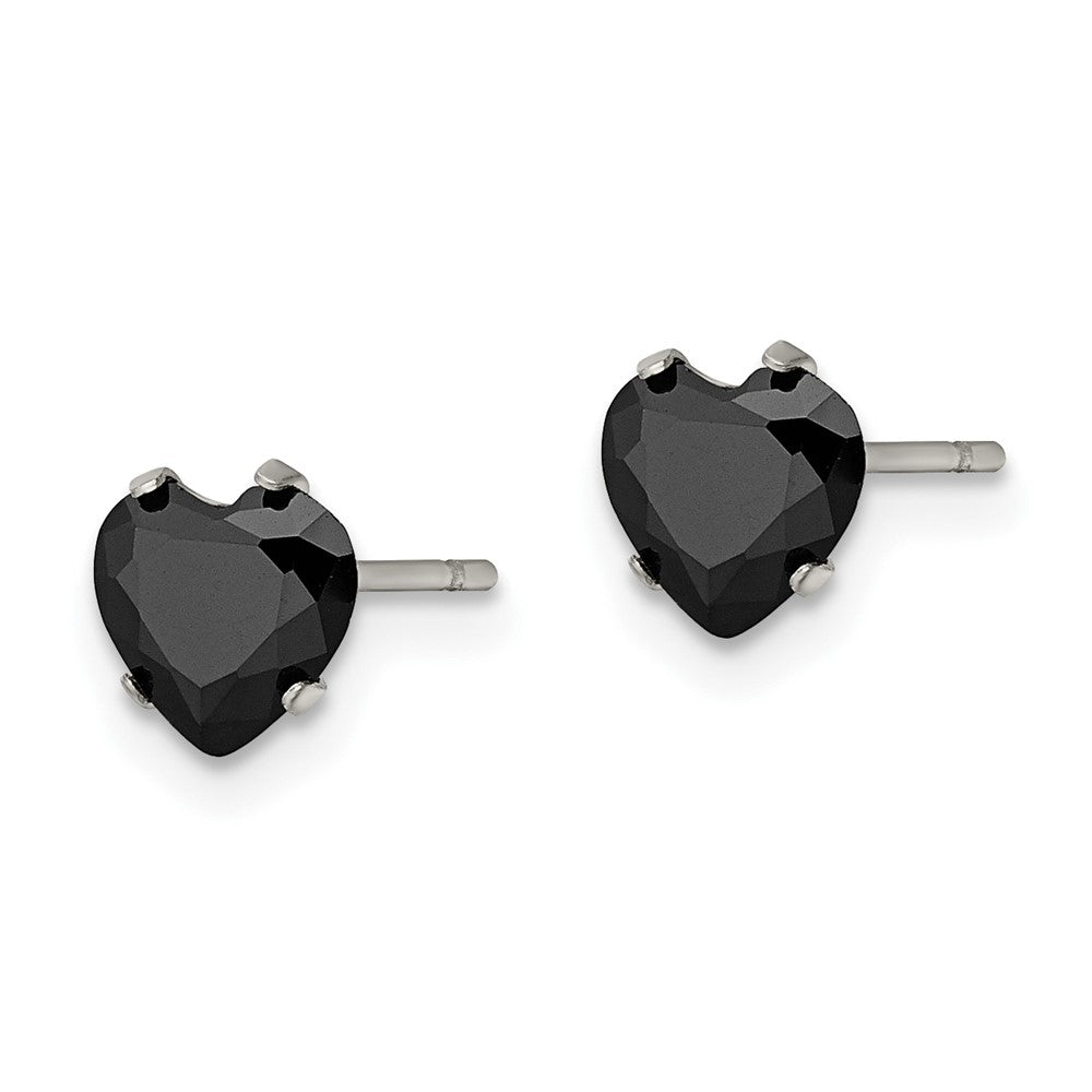 FJC Finejewelers Stainless Steel Polished Black Heart CZ Stud Post Earrings 6 x 6 mm