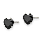 FJC Finejewelers Stainless Steel Polished Black Heart CZ Stud Post Earrings 6 x 6 mm