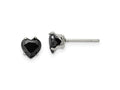 FJC Finejewelers Stainless Steel Polished Black Heart CZ Stud Post Earrings 6 x 6 mm
