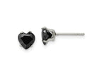 FJC Finejewelers Stainless Steel Polished Black Heart CZ Stud Post Earrings 6 x 6 mm