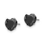 FJC Finejewelers Stainless Steel Polished 7mm Black Heart CZ Stud Post Earrings 7 mm x 6 mm