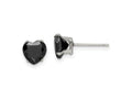 FJC Finejewelers Stainless Steel Polished 7mm Black Heart CZ Stud Post Earrings 7 mm x 6 mm
