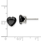 FJC Finejewelers Stainless Steel Polished 8mm Black Heart CZ Stud Post Earrings 8 mm x 7 mm