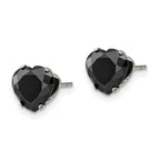 FJC Finejewelers Stainless Steel Polished 8mm Black Heart CZ Stud Post Earrings 8 mm x 7 mm
