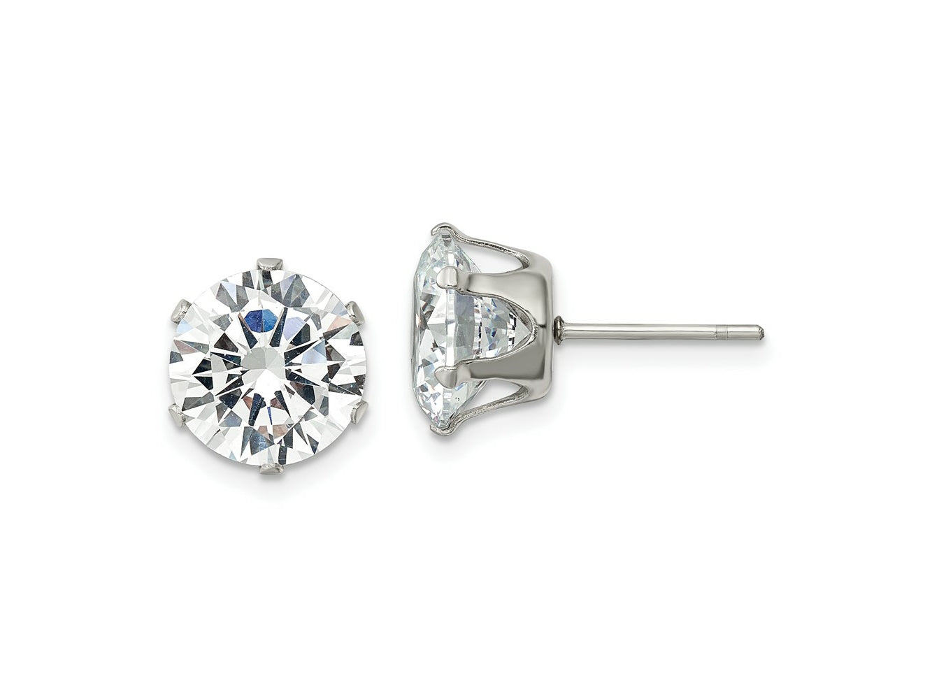 FJC Finejewelers Stainless Steel Polished Round CZ Stud Post Earrings 10 x 10 mm