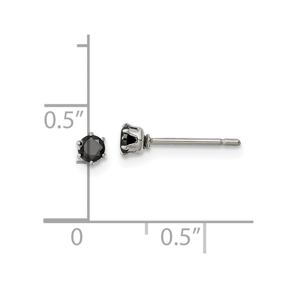 FJC Finejewelers Stainless Steel Polished Black Round CZ Stud Post Earrings 3 x 3 mm