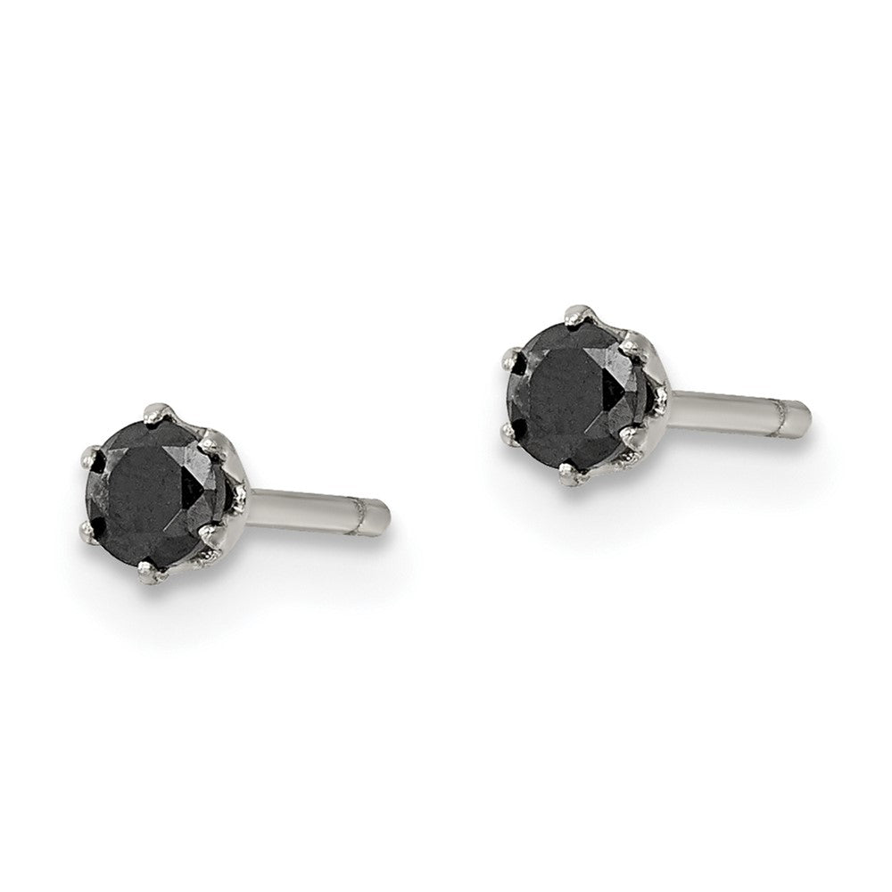 FJC Finejewelers Stainless Steel Polished Black Round CZ Stud Post Earrings 3 x 3 mm