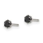 FJC Finejewelers Stainless Steel Polished Black Round CZ Stud Post Earrings 3 x 3 mm
