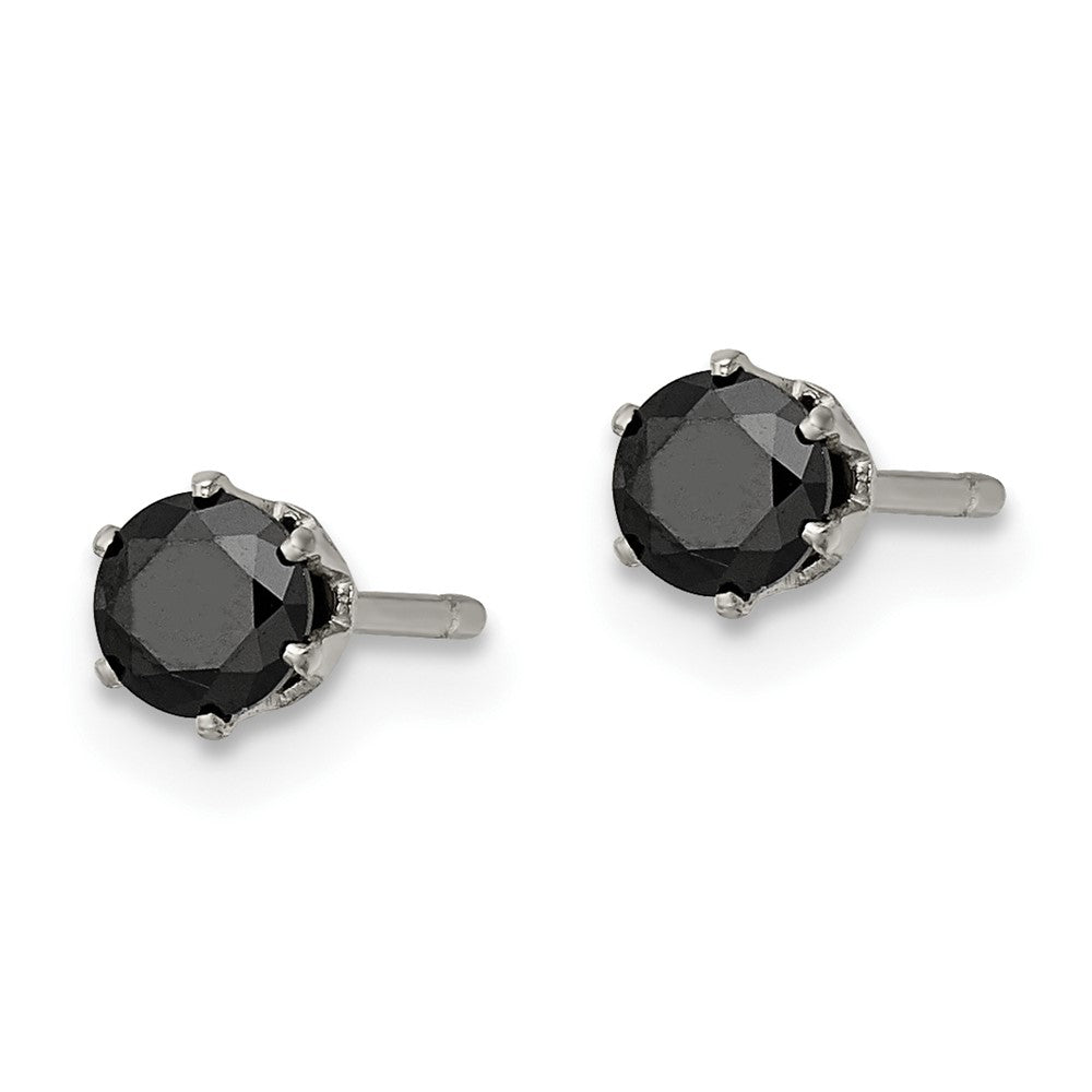 FJC Finejewelers Stainless Steel Polished Black Round CZ Stud Post Earrings 4 x 4 mm