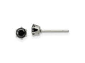 FJC Finejewelers Stainless Steel Polished Black Round CZ Stud Post Earrings 4 x 4 mm