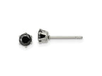 FJC Finejewelers Stainless Steel Polished Black Round CZ Stud Post Earrings 4 x 4 mm