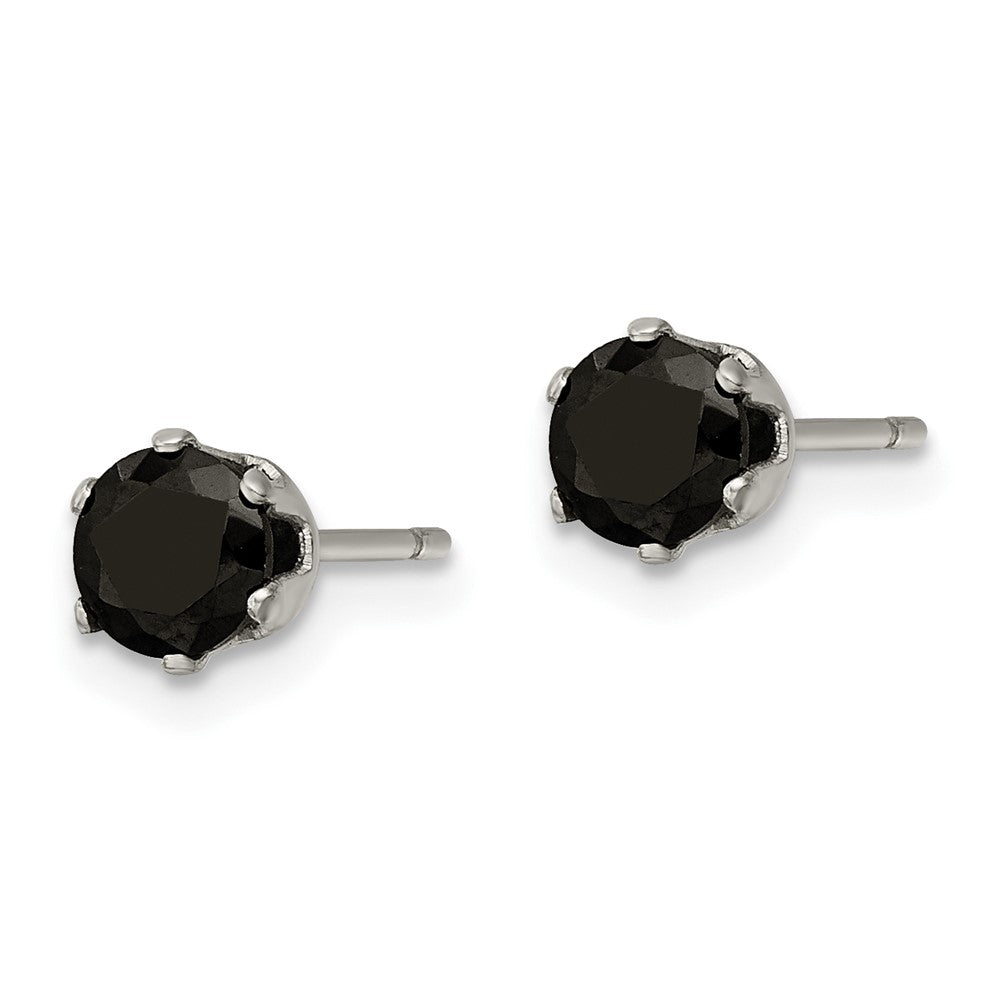FJC Finejewelers Stainless Steel Polished Black Round CZ Stud Post Earrings 5 x 5 mm