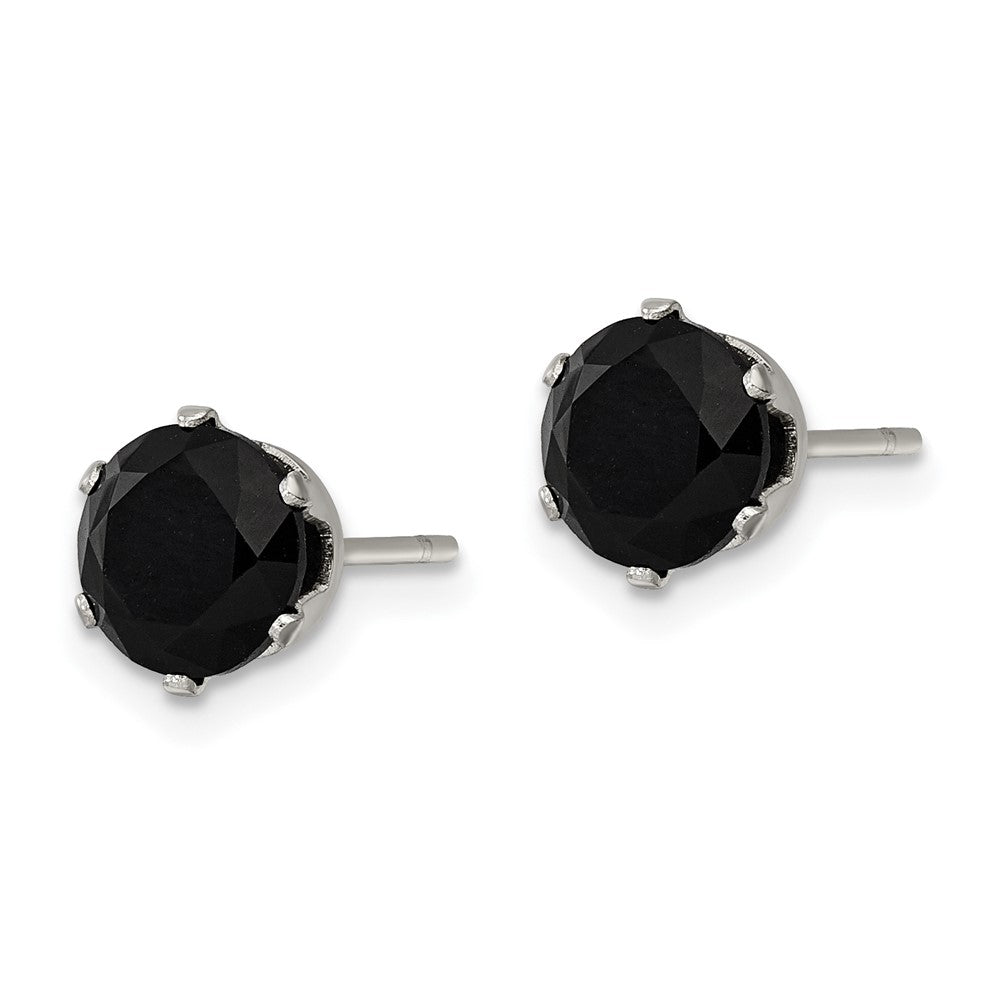 FJC Finejewelers Stainless Steel Polished Black Round CZ Stud Post Earrings 7 x 7 mm