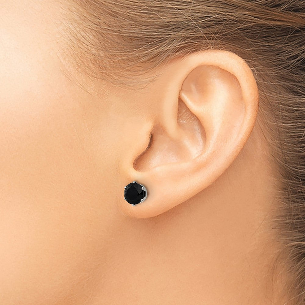 FJC Finejewelers Stainless Steel Polished Black Round CZ Stud Post Earrings 7 x 7 mm