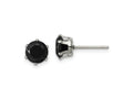 FJC Finejewelers Stainless Steel Polished Black Round CZ Stud Post Earrings 7 x 7 mm
