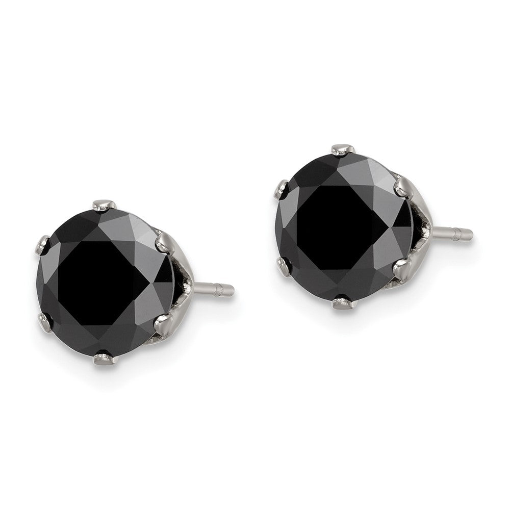 FJC Finejewelers Stainless Steel Polished Black Round CZ Stud Post Earrings 8 x 8 mm