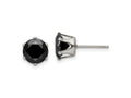 FJC Finejewelers Stainless Steel Polished Black Round CZ Stud Post Earrings 8 x 8 mm