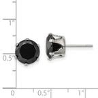 FJC Finejewelers Stainless Steel Polished 9mm Black Round CZ Stud Post Earrings 9 mm x 8 mm