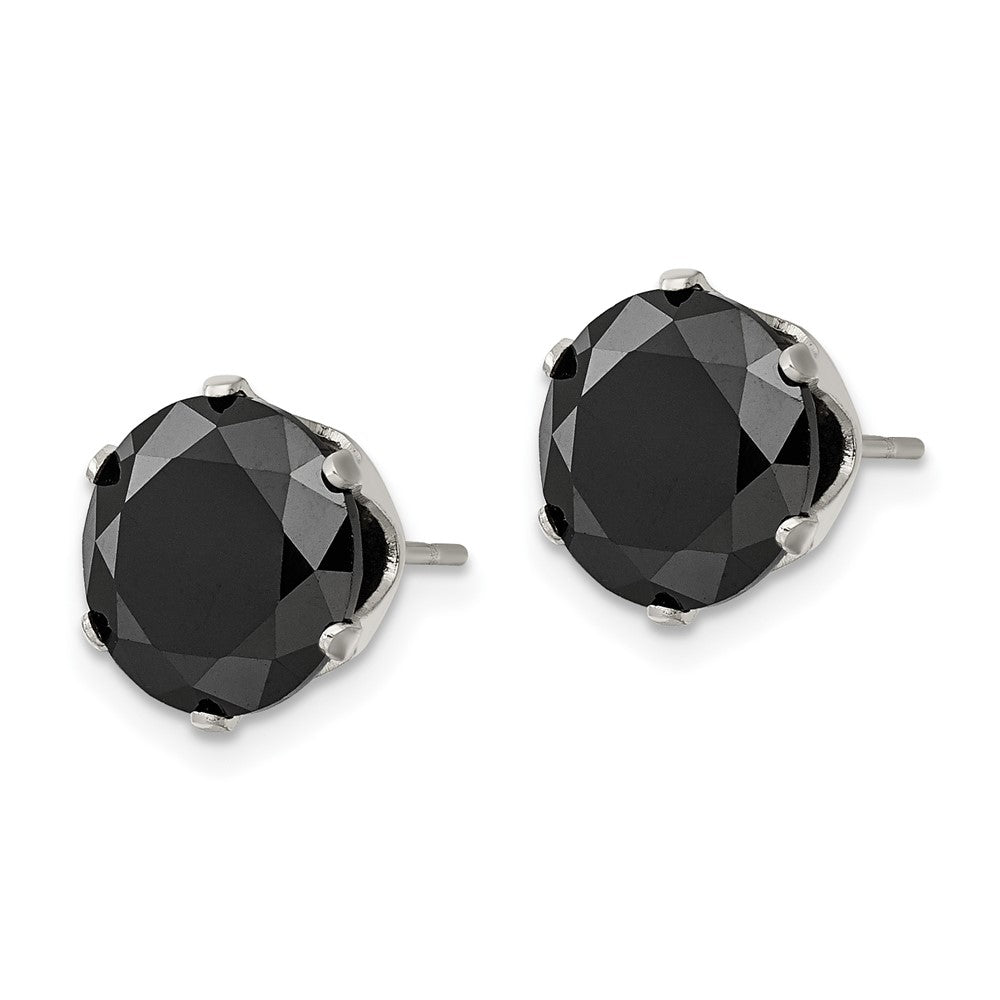 FJC Finejewelers Stainless Steel Polished 10mm Black Round CZ Stud Post Earrings 10 mm x 9 mm