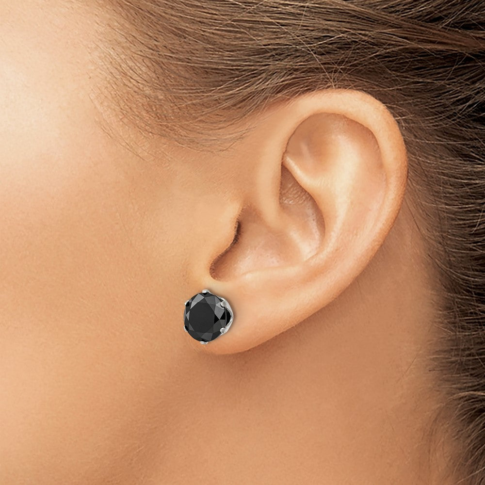 FJC Finejewelers Stainless Steel Polished 10mm Black Round CZ Stud Post Earrings 10 mm x 9 mm