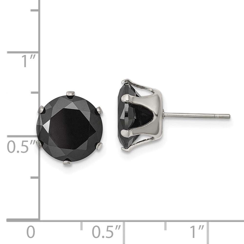 FJC Finejewelers Stainless Steel Polished 10mm Black Round CZ Stud Post Earrings 10 mm x 9 mm