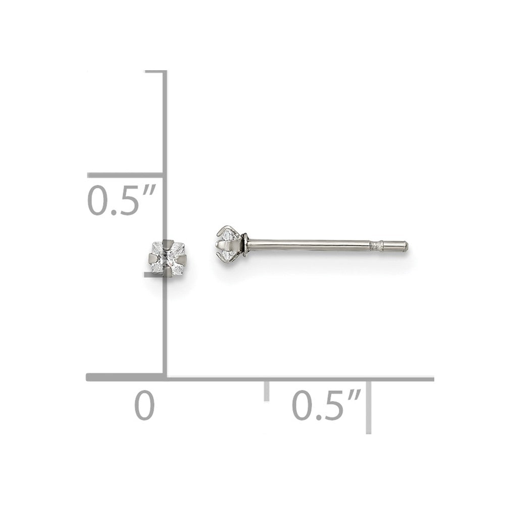 FJC Finejewelers Stainless Steel Polished Square CZ Stud Post Earrings 2 x 2 mm