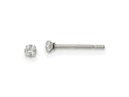 FJC Finejewelers Stainless Steel Polished Square CZ Stud Post Earrings 2 x 2 mm