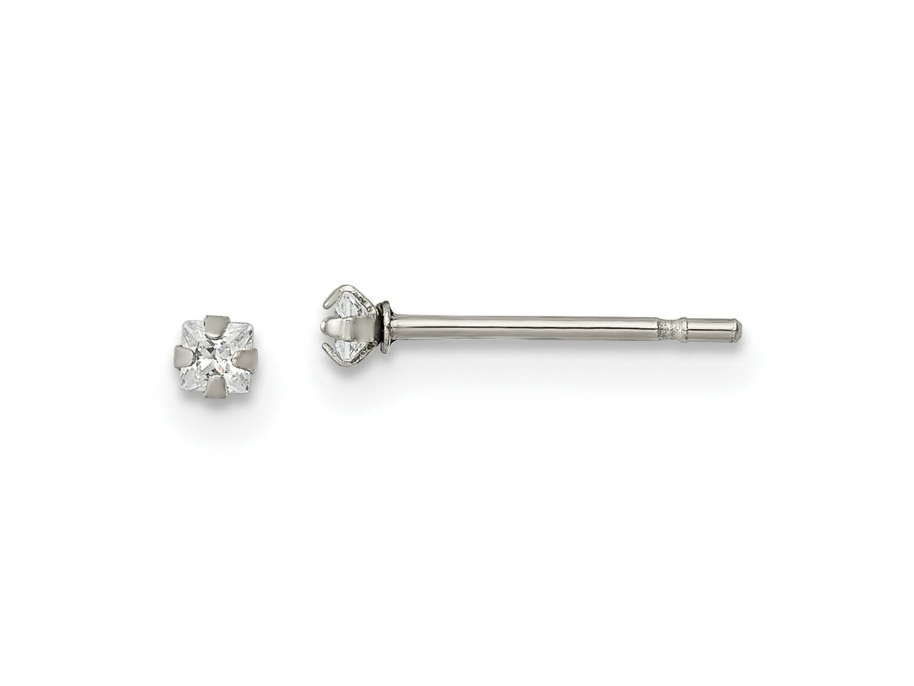 FJC Finejewelers Stainless Steel Polished Square CZ Stud Post Earrings 2 x 2 mm