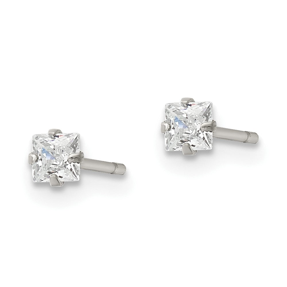 FJC Finejewelers Stainless Steel Polished Square CZ Stud Post Earrings 3 x 3 mm