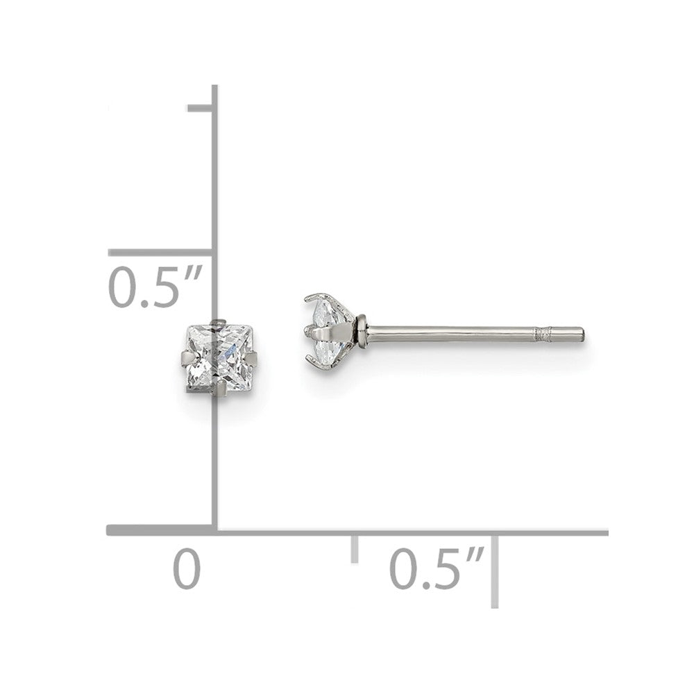 FJC Finejewelers Stainless Steel Polished Square CZ Stud Post Earrings 3 x 3 mm