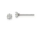 FJC Finejewelers Stainless Steel Polished Square CZ Stud Post Earrings 3 x 3 mm