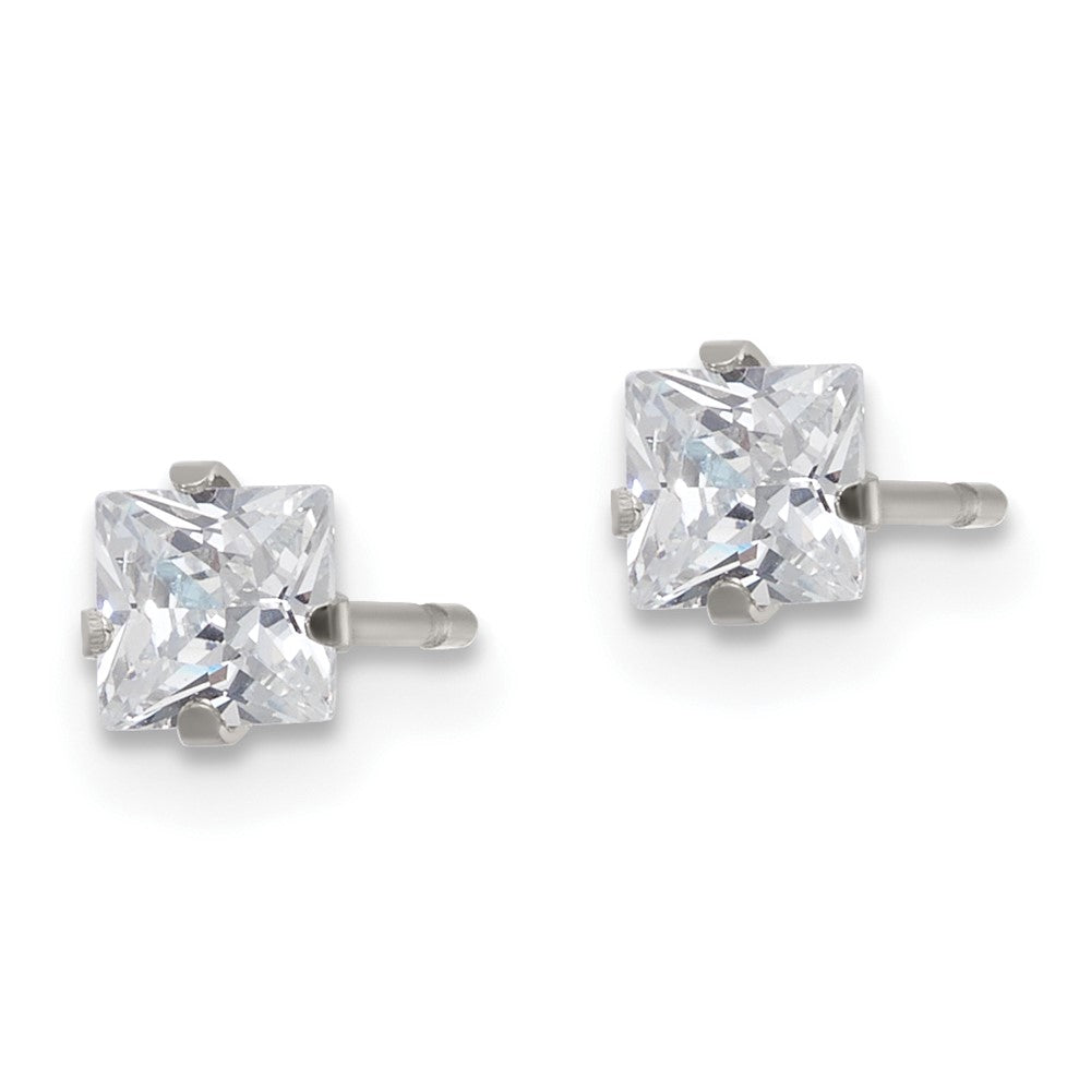 FJC Finejewelers Stainless Steel Polished Square CZ Stud Post Earrings 4 x 4 mm