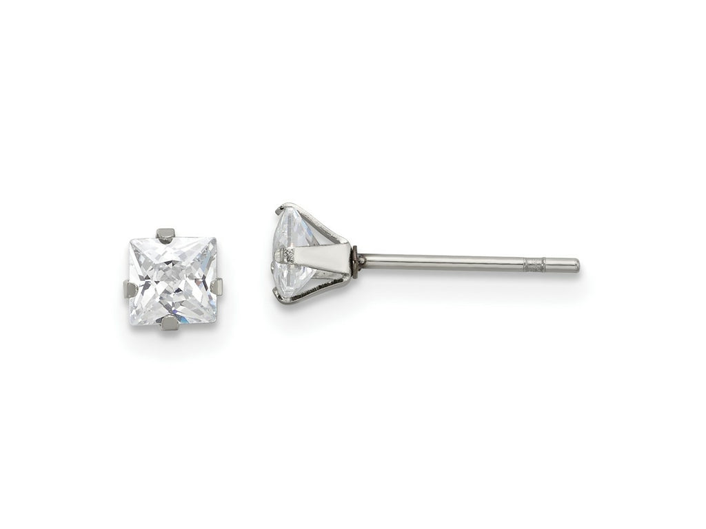 FJC Finejewelers Stainless Steel Polished Square CZ Stud Post Earrings 4 x 4 mm