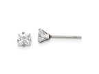 FJC Finejewelers Stainless Steel Polished Square CZ Stud Post Earrings 4 x 4 mm