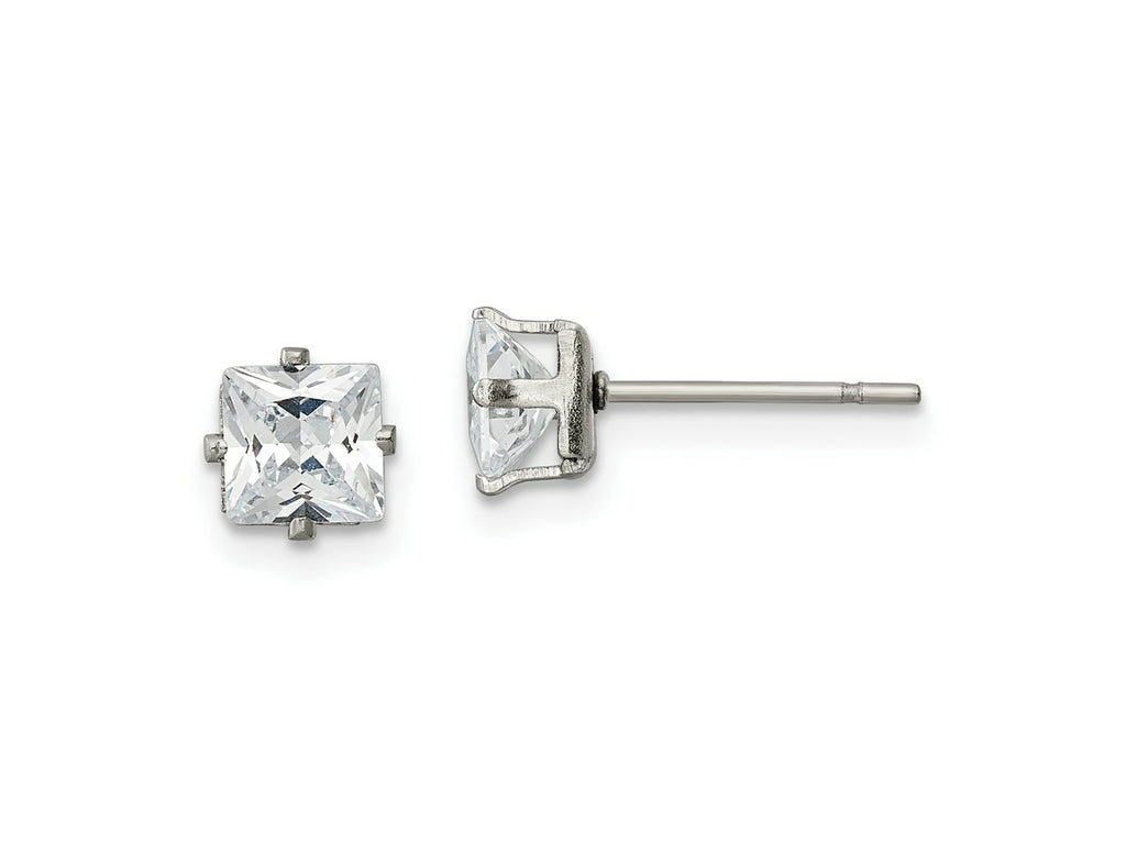 FJC Finejewelers Stainless Steel Polished Square CZ Stud Post Earrings 5 x 5 mm