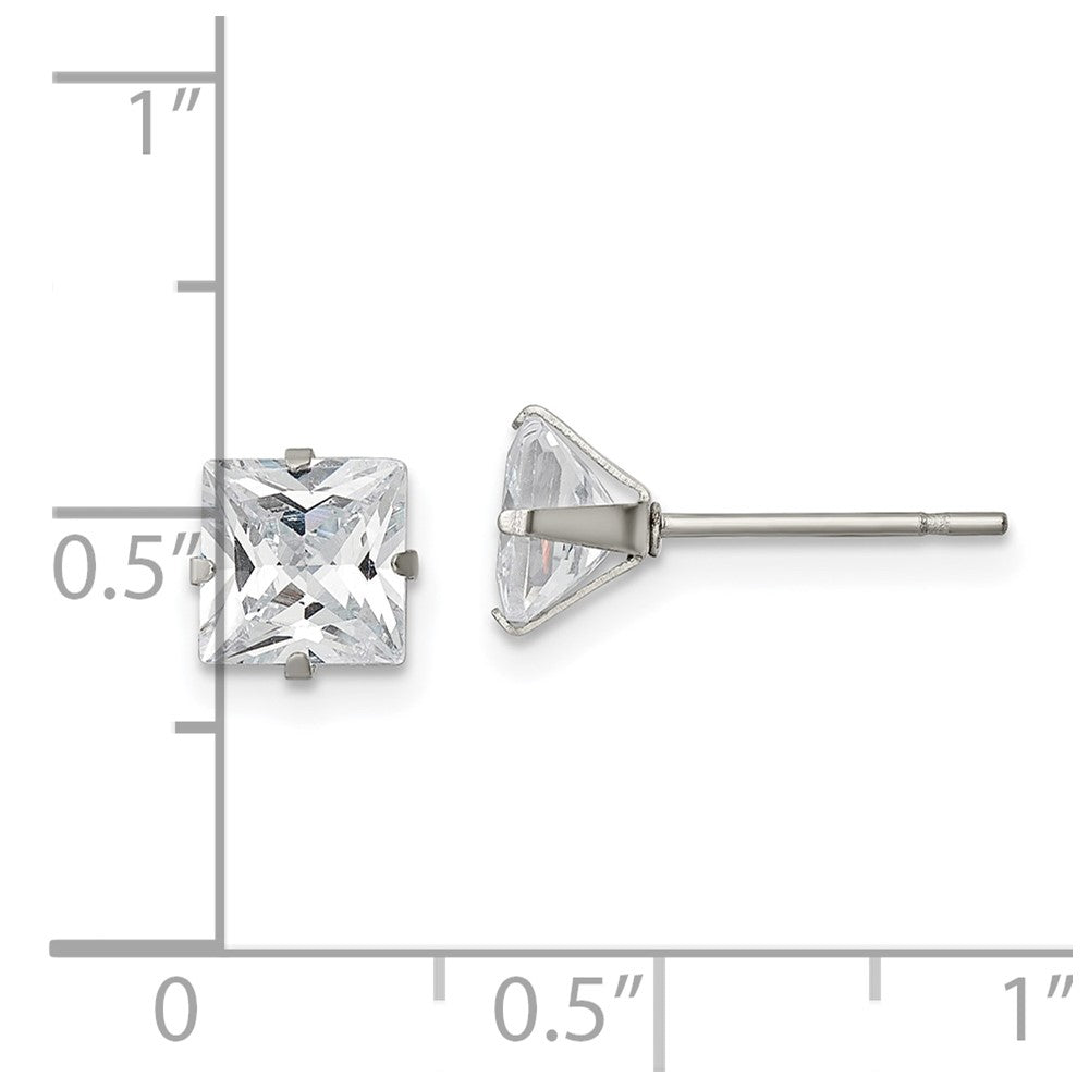 FJC Finejewelers Stainless Steel Polished Square CZ Stud Post Earrings 6 x 6 mm