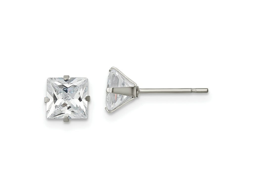 FJC Finejewelers Stainless Steel Polished Square CZ Stud Post Earrings 6 x 6 mm
