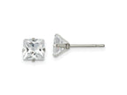 FJC Finejewelers Stainless Steel Polished Square CZ Stud Post Earrings 6 x 6 mm