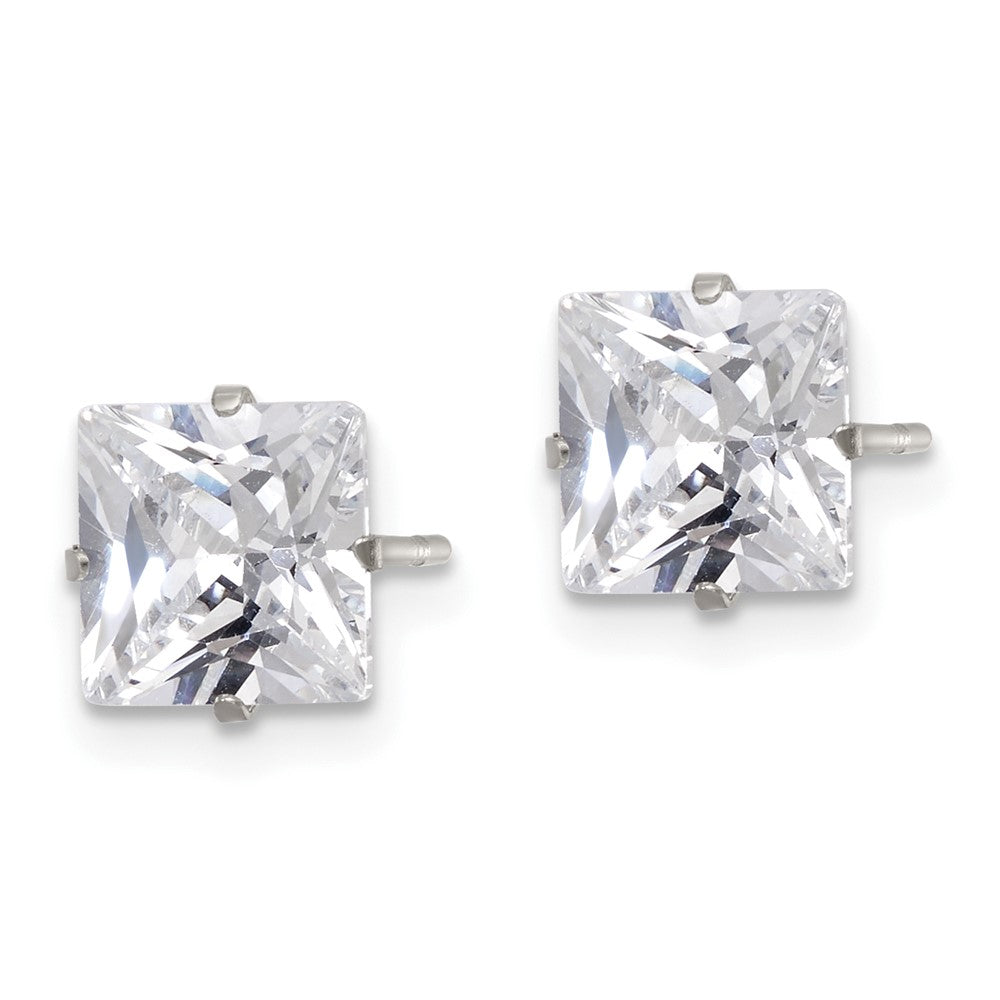 FJC Finejewelers Stainless Steel Polished Square CZ Stud Post Earrings 7 x 7 mm