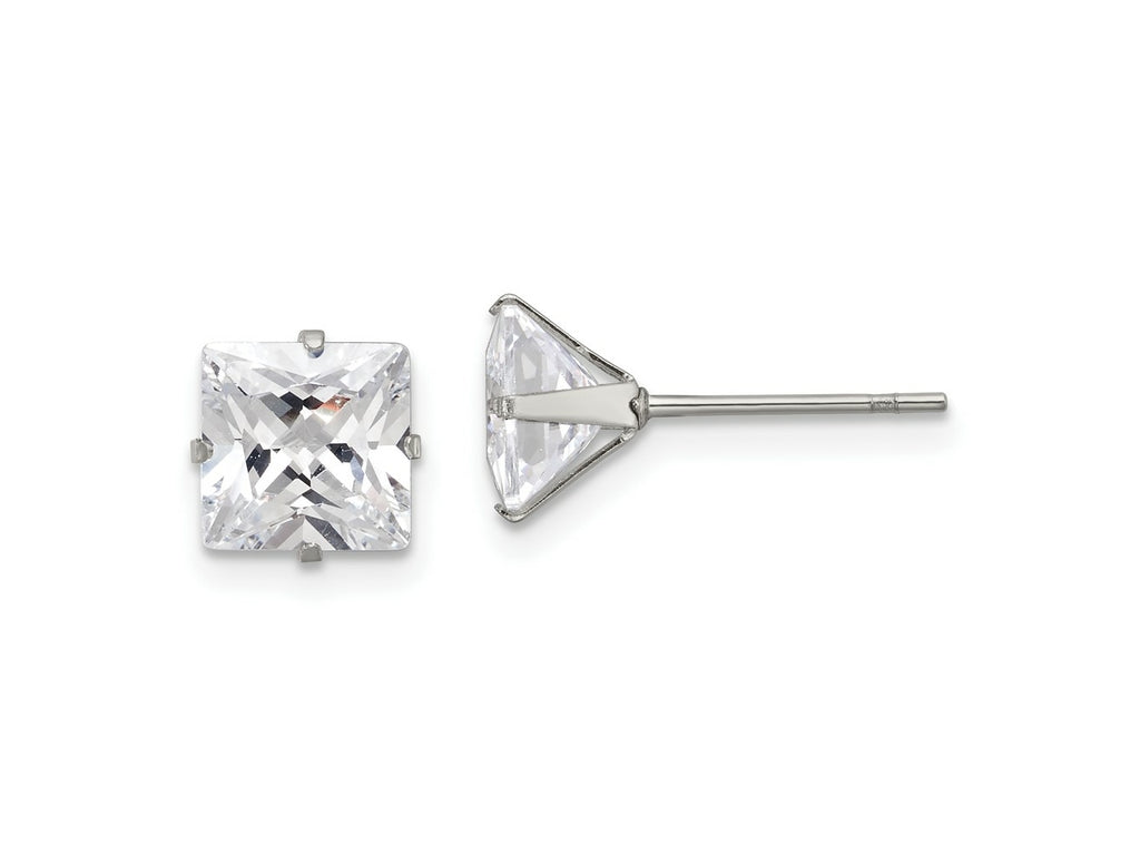 FJC Finejewelers Stainless Steel Polished Square CZ Stud Post Earrings 7 x 7 mm