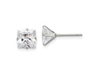 FJC Finejewelers Stainless Steel Polished Square CZ Stud Post Earrings 7 x 7 mm