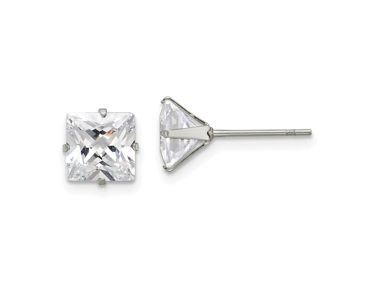 FJC Finejewelers Stainless Steel Polished Square CZ Stud Post Earrings 7 x 7 mm
