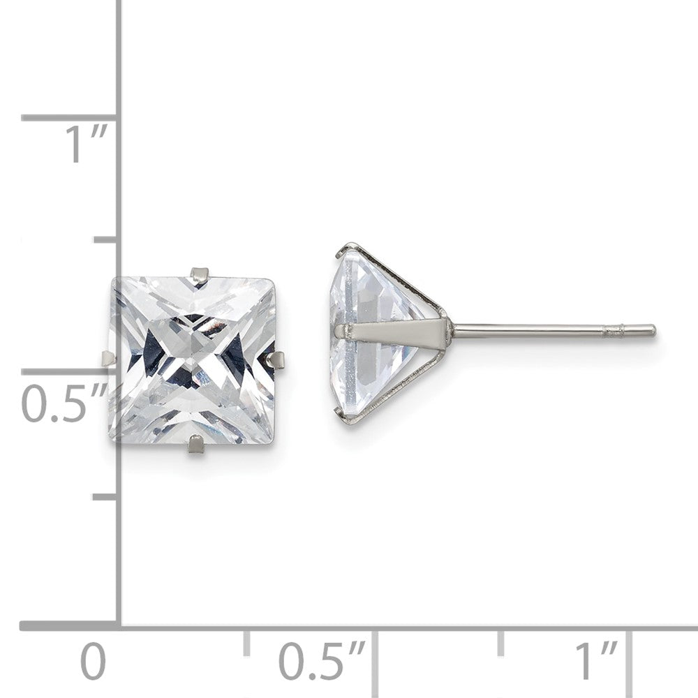 FJC Finejewelers Stainless Steel Polished Square CZ Stud Post Earrings 8 x 8 mm