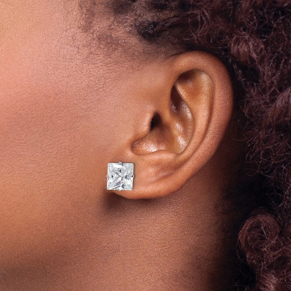 FJC Finejewelers Stainless Steel Polished Square CZ Stud Post Earrings 9 x 9 mm